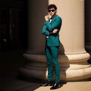 Topman Green Suit (Skinny Fit) Blazer & Pant